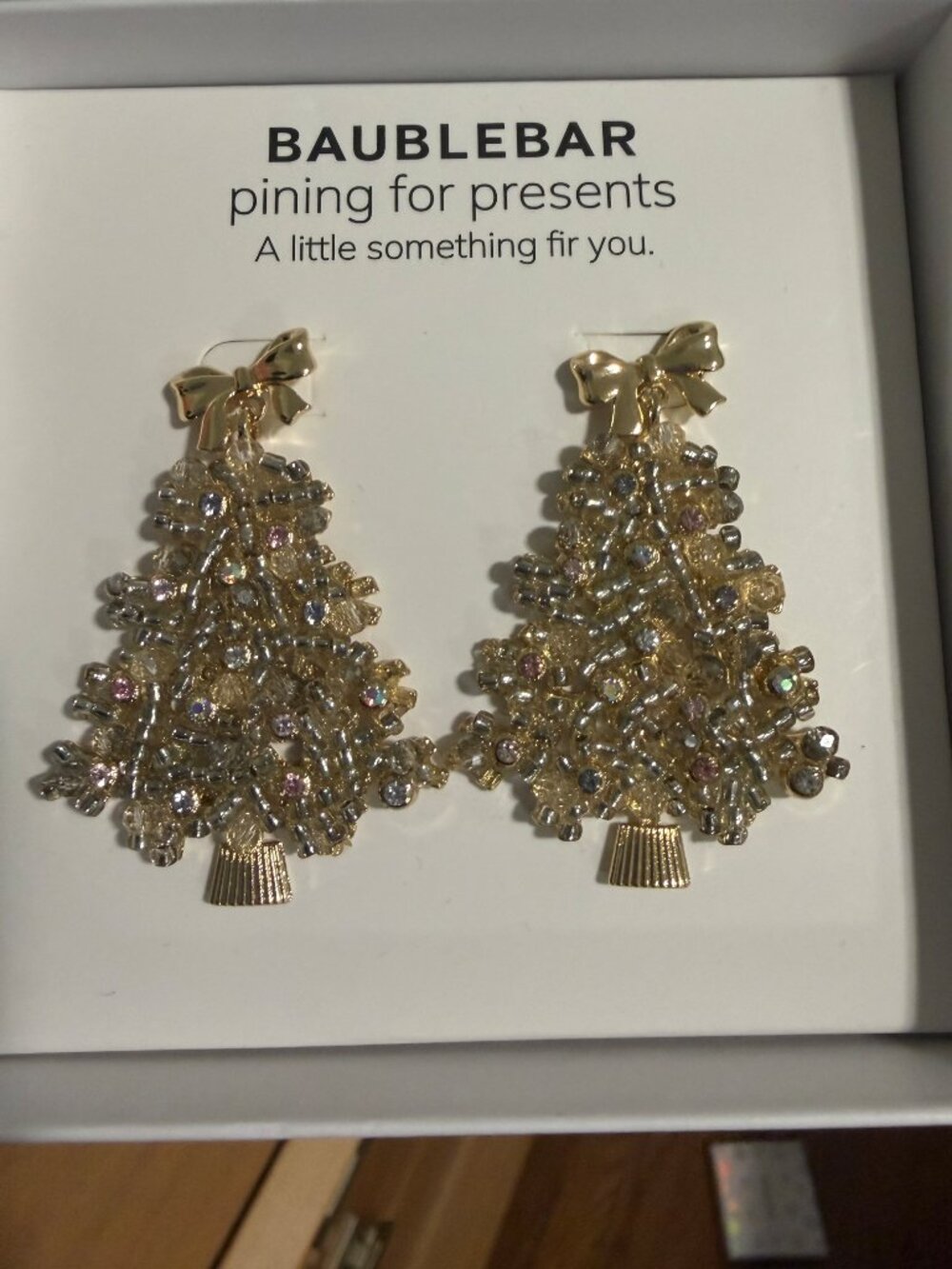 BAUBLE BAR CHRISTMAS TREE EARRINGS NEW IN BOX